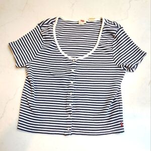 Levi's Green, Purple and White Striped  Shirt